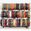 whole 100pcs Cuff Leather Bracelets Handmade Genuine Leather fashion bracelet bangles for Men Women Jewelry mix colors brand n264Y