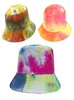 Donna Uomo Harajuku TieDye Cappello a secchiello colorato a contrasto Reversibile ripiegabile a tesa larga Visiera parasole in cotone Hip Hop Berretto da pescatore4029328