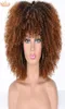 Kısa Afro Kinky Kıvırcık Peruk Siyah Kadınlar İçin Patlamalı Sarışın Karışık Kahverengi Sentetik Cosplay Afrika perukları Isıya Dayanıklı Anniviafac6575069