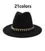 fedora hats black khaki Wide Brim Men Women hat Jazz caps Church felted chain belt cowboy Vintage luxury winter women hats new buc3022627