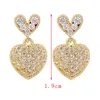 Dangle Earrings ZHINI Design Korean Gold Love Heart Drop For Women Luxury Zircon Long Earring Wedding Fashion Jewelry