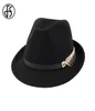 Chapéus de borda mesquinho fs lã feltro mulheres homens fedora chapéu para primavera outono elegante senhora trilby jazz panamá boné preto curva brim18248615