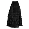 Skirts Women's Tulle Skirt Ruffle Multilayer Mesh A Line Tier Tutu Prom Wedding Long Rip Midi Pleated