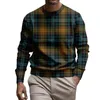 メンズTシャツ長袖ラウンドネックシャツ春/秋のカラーブロックストライプD印刷物Tシャツパターン屋外での休暇