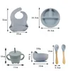 Barnens bordsuppsättning Baby Complementary Food Training Silicone 8pce Sug Cups Bowls Supplies 231225