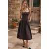 Casual Dresses Mingmignxi Autumn Dress Woman 2023 Trendy Midi Spaghetti Strap Brown Long One-piece Gown In Sexy Birthday