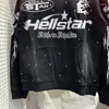 Hellstar moletom masculino hellstar vintage lavagem preto angustiado 1:1 impressão de rua alta casal esportes hellstar moletom com capuz 2682