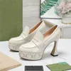 2024 High Heel Pumps Women Platform Heels Shoes Decoration Classic Casual Round Head äkta läderfestklänningskomanspumpar