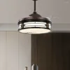 Lâmpadas pendentes restaurante chinês ventilador de teto luzes controle remoto quarto dourado sândalo retro madeira sólida fã-estilo lâmpada