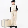 Bühnenkleidung 2023 Kpop Kinder Hip Hop Tanzkleidung für Mädchen Jazz Performance Anzug Khaki Weste Hosen Konzert Lange Ärmel Top BL9879