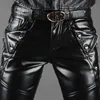 Pantalon en simili cuir clouté pour hommes Idopy Fashion Performance sur scène Punk moto Biker Slim Fit PU pantalon de fête pour homme 231226