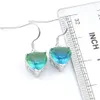 LuckyShine Whole 6 Pairs Heart-shaped Bi Colored Tourmaline Zircon Earring Silver Plated For Women Dangle earrings Hooks Jewel300t