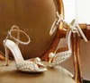 Zarif Gelin Gelinlik Ayakkabıları Sacora Lady Sandals Beyaz İnciler Deri Lüks Markalar Yüksek Topuklular Kadınlar Yürüyüş Parti Topuklular boyutu 35-41