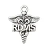 Breloques médicales en alliage plaqué argent Antique, symbole RDMS Caduceus, 1923mm, 50 pièces, AAC19802950923