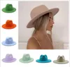 Chapeau Fedora en feutre de laine classique à large bord, ceinture de perles rose, casquettes solides pour hommes et femmes, Derby d'hiver, église de mariage, chapeaux de Jazz 2205133705489