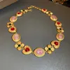 MediEval strass flor coração gota colar vintage temperamento colar corrente colares feminino conjunto de jóias 231225