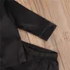 Bébé garçon noir satin soie pyjama ensembles vêtements de nuit à manches longues haut pantalon 17 ans enfant en bas âge enfants été automne chemise de nuit décontractée 231226