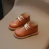 Botas meninas couro 2024 primavera outono crianças tornozelo para menina lace-up lado zíper borracha tamanho 21-30