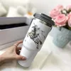 Women Designer Water Bottles Battle Steed Pattern 40oz Second Generation Car Cup 304 Stainless Steel Portable Cup Large Capacity Straw Handle