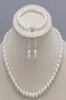 78 mm natürliche weiße Akoya-Zuchtperlen-Halskette und Ohrringe-Set 17quot1890583