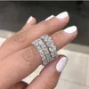 Bagues de cluster 925 Silver Pave Set Full Square Diamond Eternity Band Engagement Bijoux de mariage Taille 5 6 7 8 9 10 11 12Cluster257Y