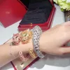 Marca de luxo avançada senhoras 18k ouro grande pulseira jóias de alta qualidade para mulheres vendas populares série panthere moda banhada ad272u