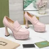 2024 High Heel Pumps Women Platform Heels Shoes Decoration Classic Casual Round Head äkta läderfestklänningskomanspumpar