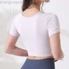 Desginer Aloyoga Yoga AlTシャツ胸部クッションウエストの締め付けとヒップリフティングパンツ女性スポーツTシャツの夏のトップ