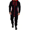 Survêtements pour hommes Automne et hiver Mens capuche couleur contrastante sport polaire combinaison personnalisée camouflage imprimé costume décontracté pour hommes