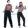 Anlässe Besondere Anlässe Halloween Unisex Pantomime-Künstler-Kostüm für Damen Herren Schwarz Weiß Stiller Schauspieler Anzug Outfit Clown Cosplay Kostüme F