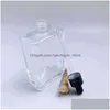 10pc 100ml düz kare cam damlası şişe bambu kapak altın gül altın siyah y220428 damla teslimat dhxdh