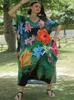 Dames Badmode Bloemenprint Badpak Cover Up Robe De Plage 2023 Zomer Boheemse Jurk Losse Strandkleding Cover-ups Strand Kaftan Pareo