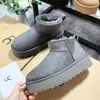 Designer-Stiefel, luxuriös, Tazz, Herren und Damen, Schnee, Mini-Knöchel, kurz, Eiderdaunenleder, Winterplattform, Kastanie, Grau, Schwarz, Weiß, Damen, Mädchen, Stiefeletten, Stivali Bottes-Schuhe