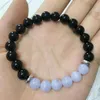 MG0309 Natural Blue Lace Agate Armband Power Black Onyx Gemstone Armband Protection från Negative Energy Armband298V