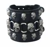 Trendiga punkrockarmband färg svart prb001 läder vävt tillbehör manlig mode legering skalle rivets pärlor hip hop charm jude1503120