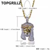 TOPGRILLZ Gold Color Plated Iecd Out HipHop Micro Pave CZ Stone Pharaoh Head Pendant Necklace With 60cm Rope Chain232Z