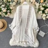 Vrouwen lange kimono shirt etnische Boheemse vintage borduurwerk losse vest tops vakantie zonnebrandcrème blouses buitenste