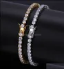 Tennisarmbänder Schmuck 5 mm 4 mm M Iced Out Diamantarmband Zirkonia Triple Lock Hiphop 1 Reihe kubisch Herren Drop Lieferung 2021 87Ghn4105985