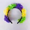 Klipsy do włosów mardi gras opaska na głowę fioletowo -żółty i zielony imitacja taśmowa maskarada imprezowa ornament