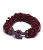 GuaiGuai Jewelry 20 Strands Natural Smooth Round Garnet Beads Bracelet Gunmetal Color Plated Purple CZ Pave Clasp 85039039 7976534