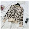 HMA Women's Long Sleeve Knit Leopard Pullover Sweaterselastic Midje Pants Set Fashion Trousers Two Piece Costumes Outfit 231225