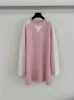 Женские свитера, модный длинный свободный кашемировый свитер для женщин 2024, высококачественный контрастный цвет, мягкий повседневный розовый вязаный джемпер с круглым вырезом