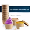 Disposable Take Out Containers Soup Cups Paper Kraft Containers Bowls Disposable Ice Cream Cup With Lids Drop Delivery Home Dhgarden Dhzai