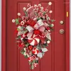 Flores decorativas porta swag natal vermelho e branco doces artificiais para decorar grinaldas com árvore de cabeça para baixo feriado