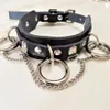 Sexig Harajuku Handmade Choker Punk Leather Collar Belt Halsband och Chain Club Party Två lager Chokers307e