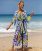 Женские купальники Saida De Praia Feminino 2024, летнее женское платье, кафтан, пляжная баня, выход, туника, костюм, кимоно с принтом, отпуск, солнце