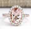 Pierścienie klastra Trendy duży owalny szampan Morganite cyrkon Pierścień Women Wedding Party Jewelry SZ 6108271579