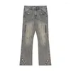 Jeans pour hommes Streetwear Fermetures à glissière Bouton Design Lavé Mode Casual Droit Vintage Pantalon en denim usé