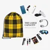 Shopping Bags Yellow Gray Black Plaid Drawstring Backpack Men Gym Workout Fitness Sports Bag Bundled Yoga For Women