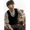 Herr ullfast färg Casual Business Vest Gothic Chaleco Vests For Women Steampunk Formal Man Ambo Wang Suit Manlig Waistcoat